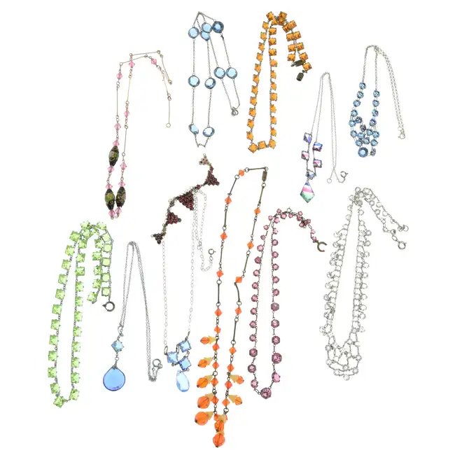 Twelve paste necklaces