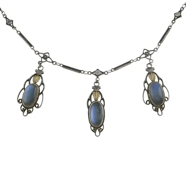 Arts and Crafts moonstone necklace, Harold Stabler
