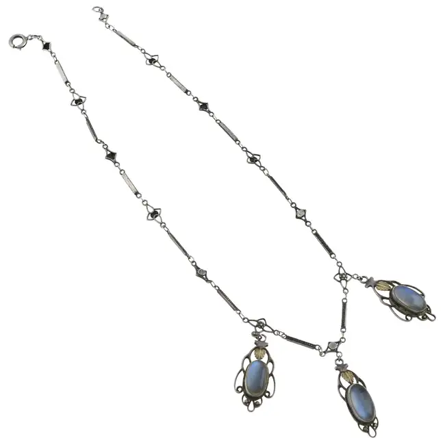 Arts and Crafts moonstone necklace, Harold Stabler