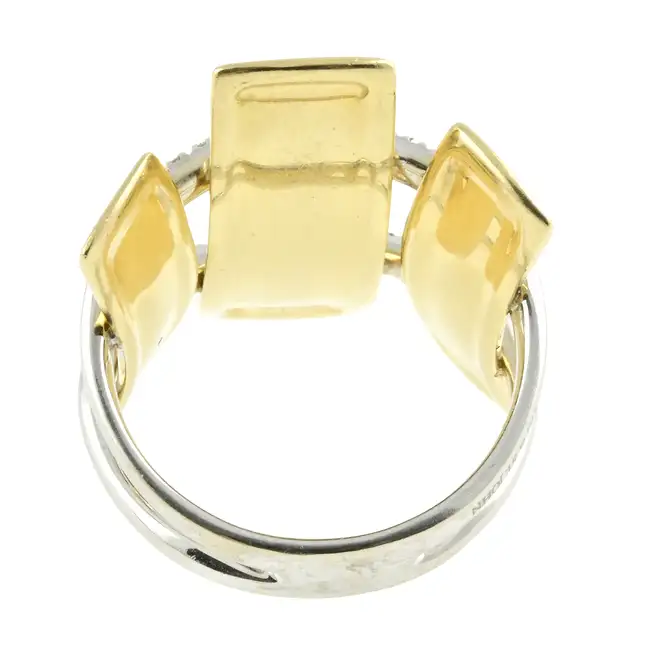Diamond curved panel cocktail ring