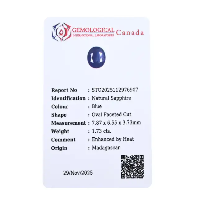 Oval-shape sapphire, 1.73ct