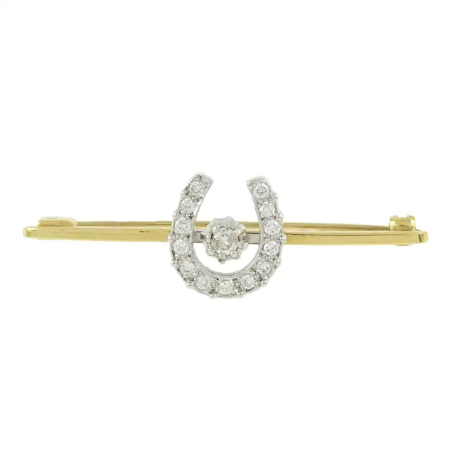 18ct gold diamond horseshoe brooch