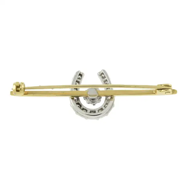 18ct gold diamond horseshoe brooch