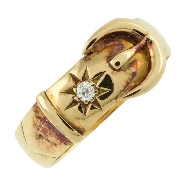 Early 20th century 18ct gold diamond buckle ring