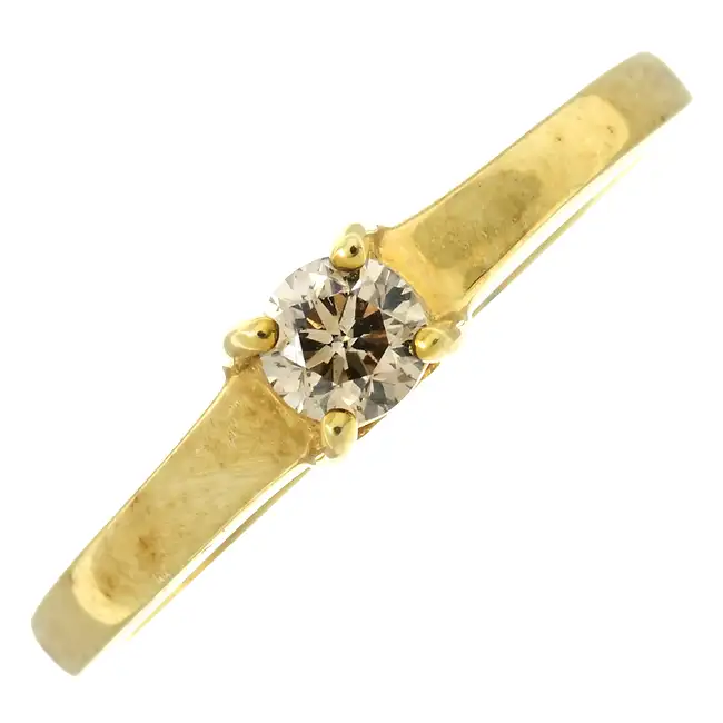 9ct gold 'brown' diamond single-stone ring
