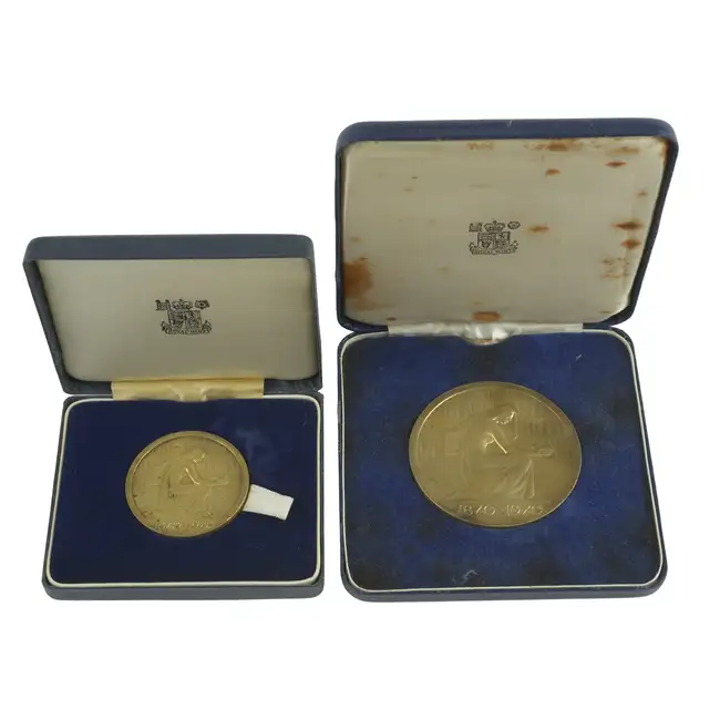 Charles Dickens, Centenary of death 1970, silver-gilt medals (2)