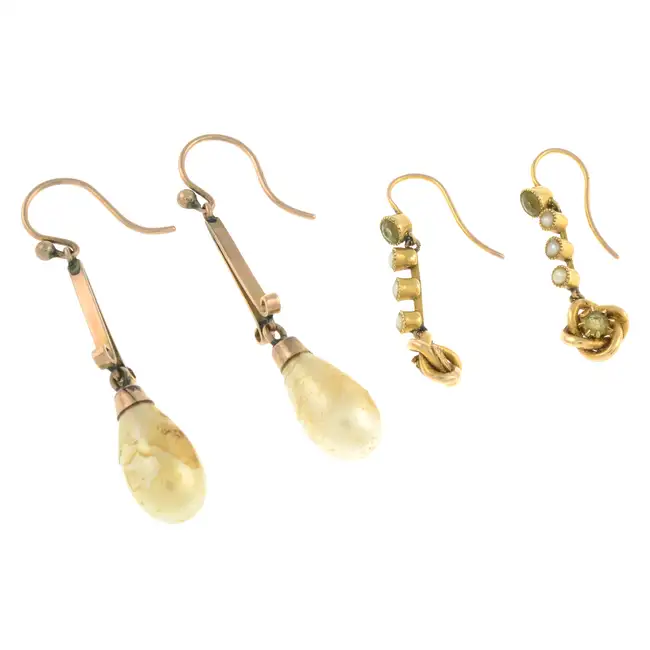 Two pairs of early 20th century gem-set earrings