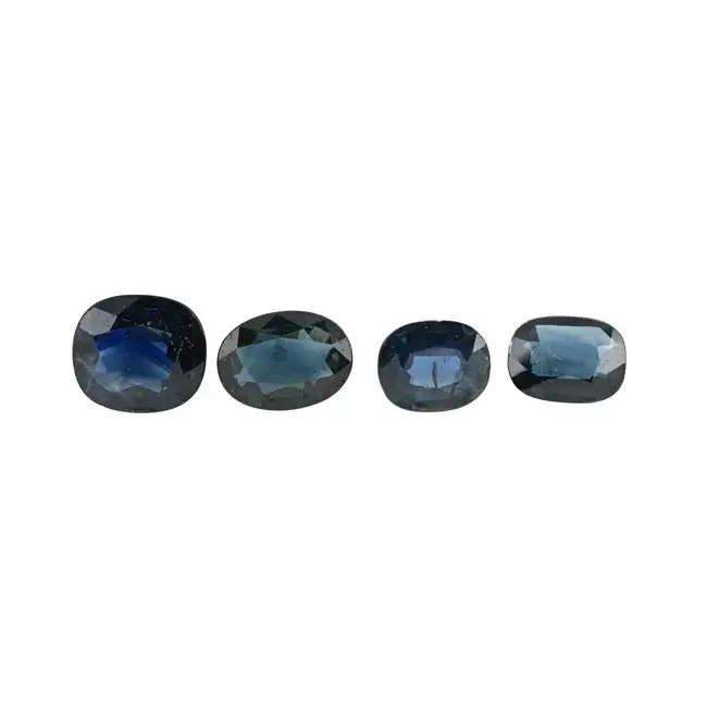 Four vari-shape & hue sapphires, 6.80ct