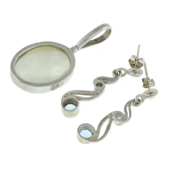 Topaz drop earrings & labradorite pendant