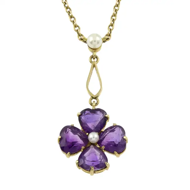 Early 20th century amethyst & cultured pearl necklace