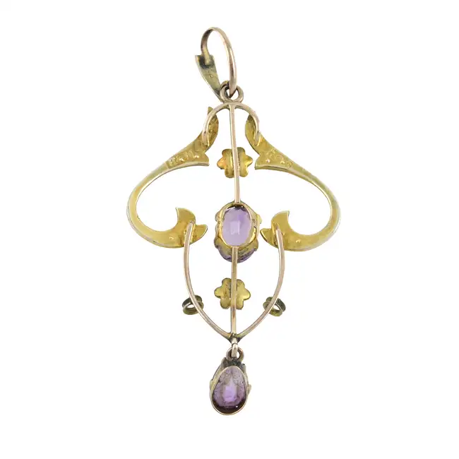 Early 20th century amethyst & seed pearl pendant