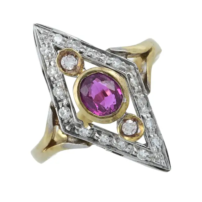 Ruby & diamond cluster ring