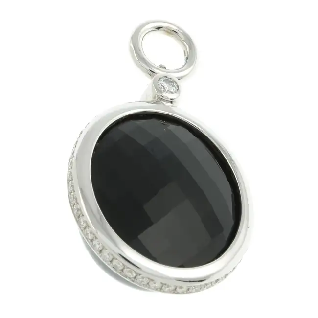 18ct gold onyx & diamond double sided pendant