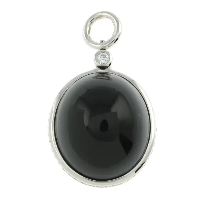 18ct gold onyx & diamond double sided pendant