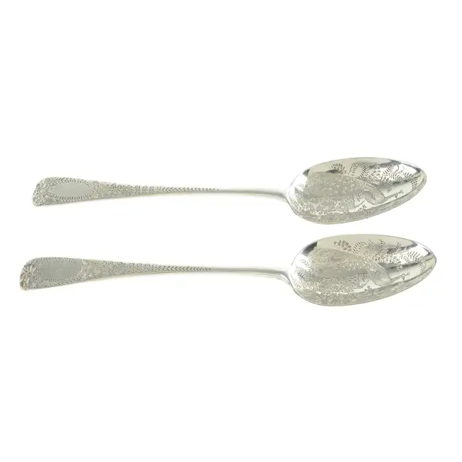 Two George III silver table spoons, later engraved