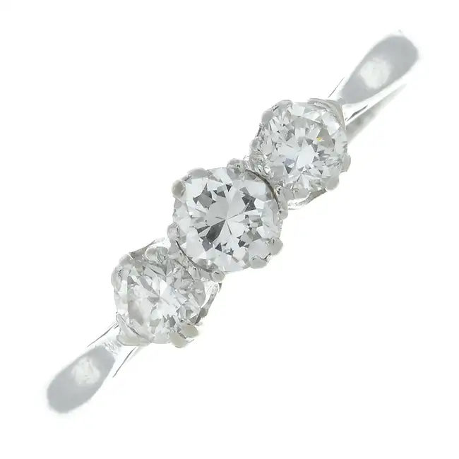 Diamond three-stone ring