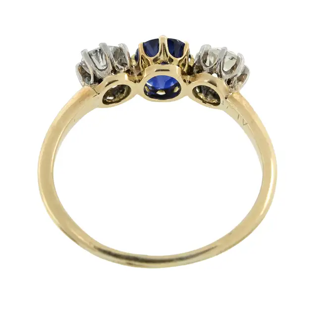 19th century sapphire and diamond three-stone ring