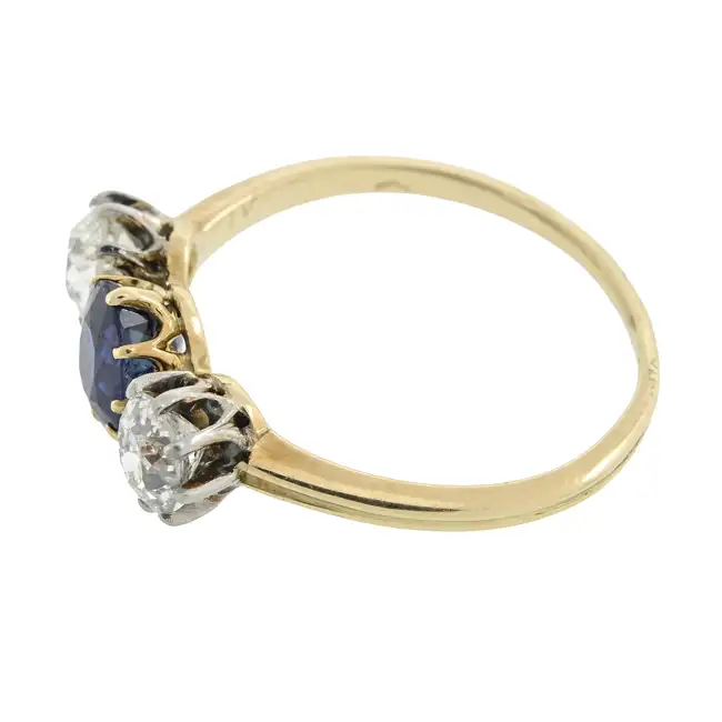 19th century sapphire and diamond three-stone ring