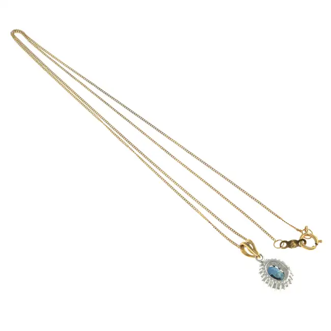18ct gold sapphire & diamond pendant, with chain