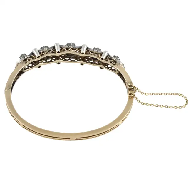 Victorian silver and gold diamond hinged bangle