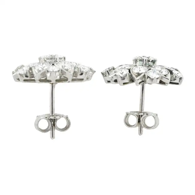 Diamond floral cluster earrings
