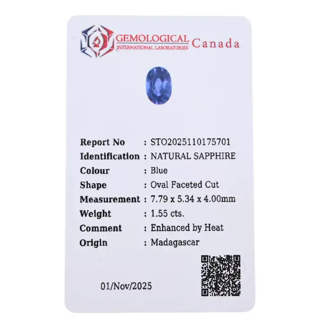 Oval-shape sapphire, 1.55ct
