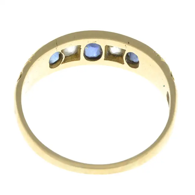 Early 20th c. sapphire & diamond five-stone ring