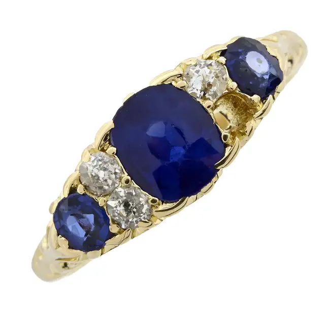 Victorian 18ct gold sapphire and diamond ring