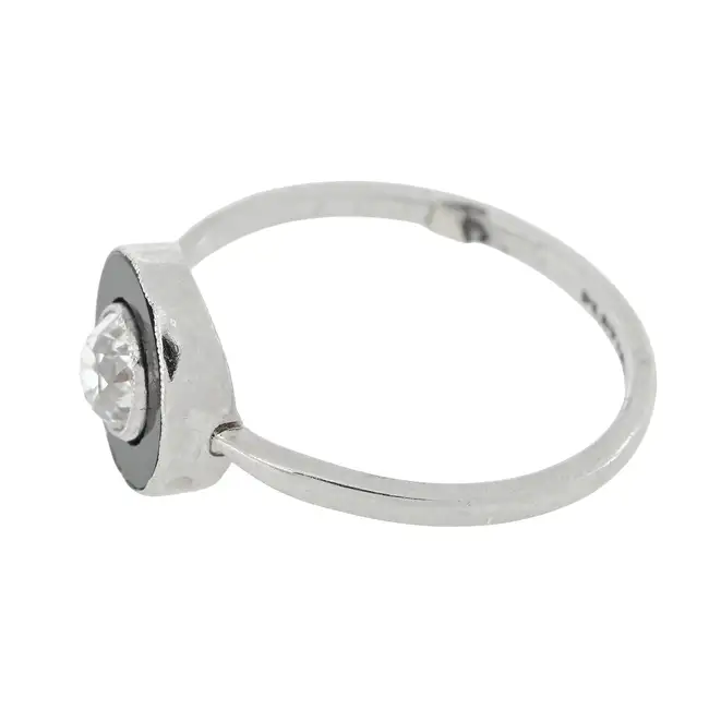Art Deco platinum, diamond and onyx ring