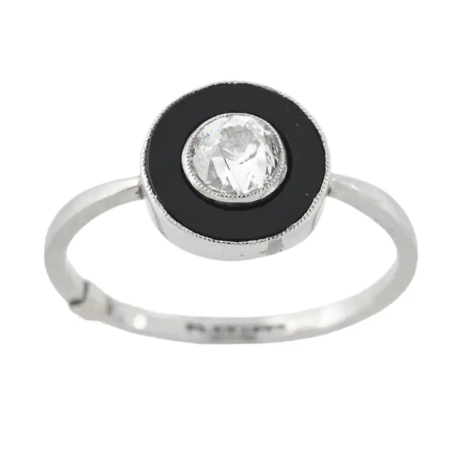 Art Deco platinum, diamond and onyx ring