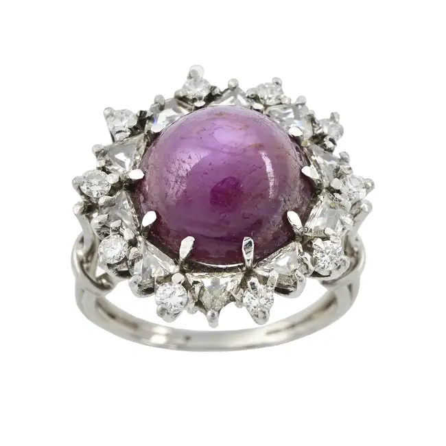18ct gold star ruby and diamond cluster ring