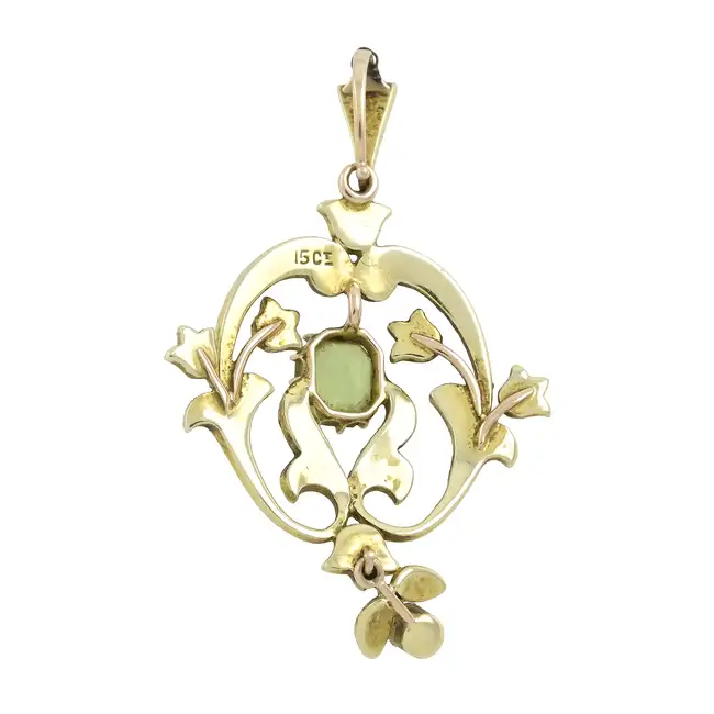 Early 20th century peridot & split pearl pendant 
