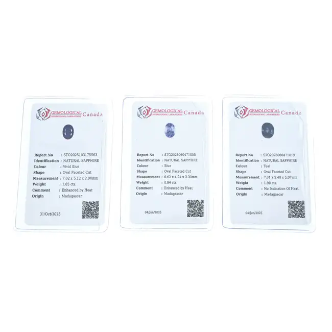 Three oval-shape sapphires, 3.79ct
