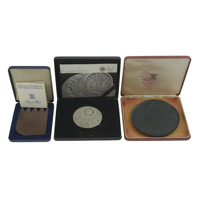 Three medals, Trial of the Pyx, Numismatic & Sir Isaac Newton (3)
