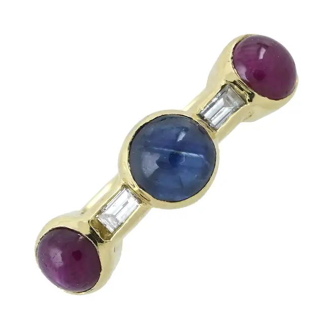 Ruby, sapphire, & diamond dress ring