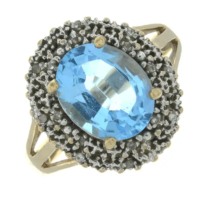 9ct gold topaz & diamond cluster ring