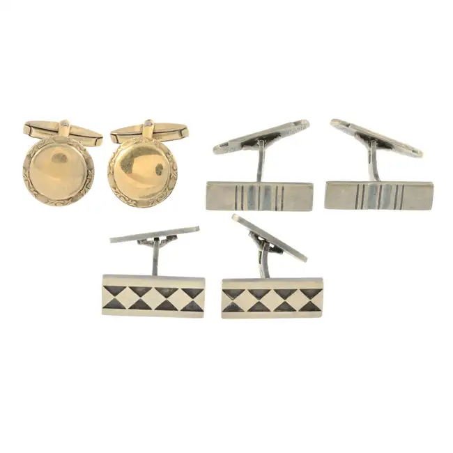 Three pairs of mid 20th century cufflinks
