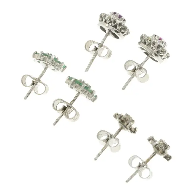Three pairs of cluster earrings