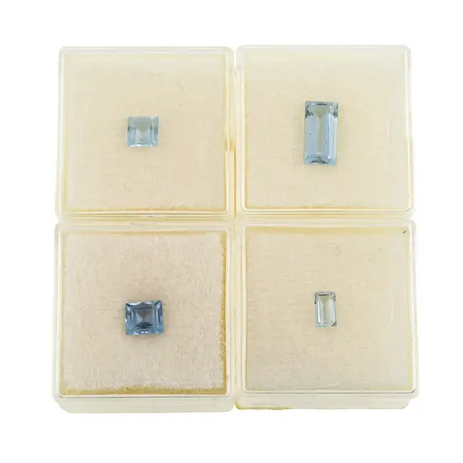 Four rectangular-shape aquamarines, 3.13ct