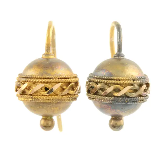 Late Victorian gold sphere earrings