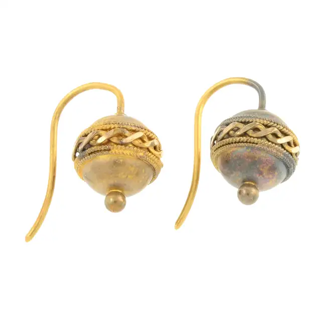 Late Victorian gold sphere earrings