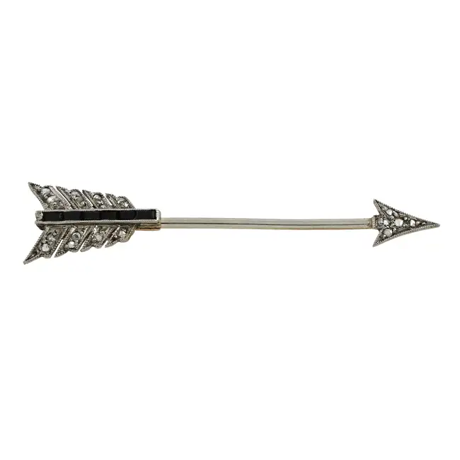 Early 20th c. diamond & sapphire arrow jabot pin 