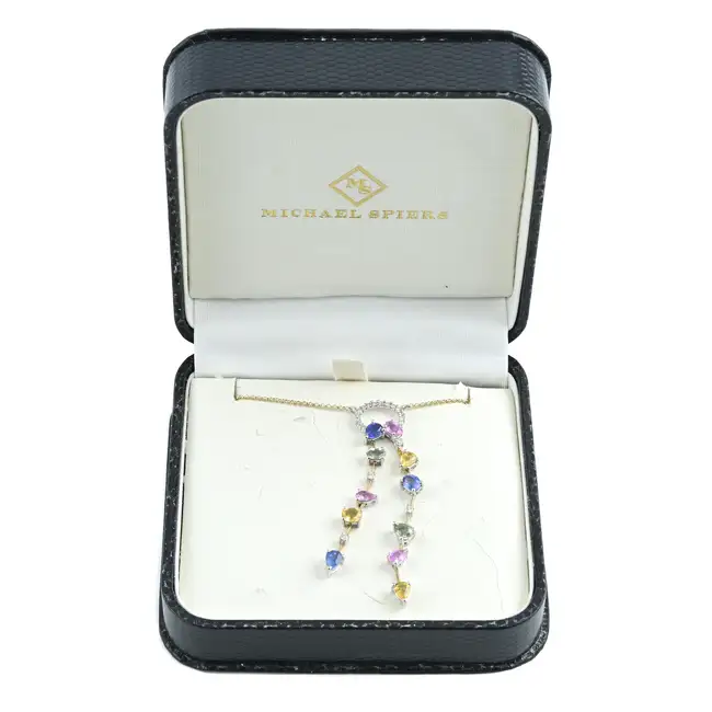 18ct gold sapphire & diamond pendant, with chain