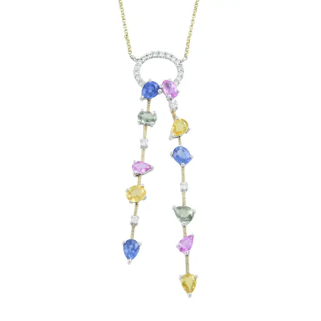 18ct gold sapphire & diamond pendant, with chain