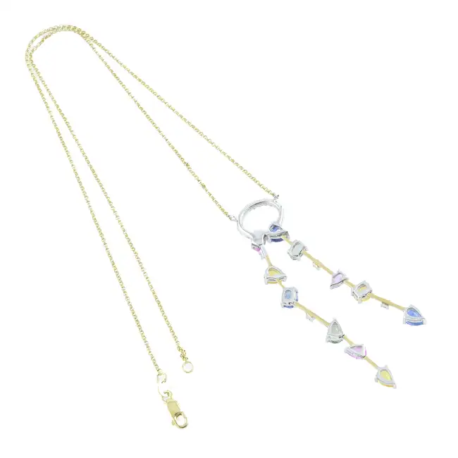 18ct gold sapphire & diamond pendant, with chain