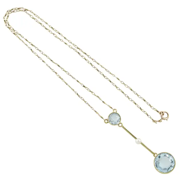 Early 20th century aquamarine necklace