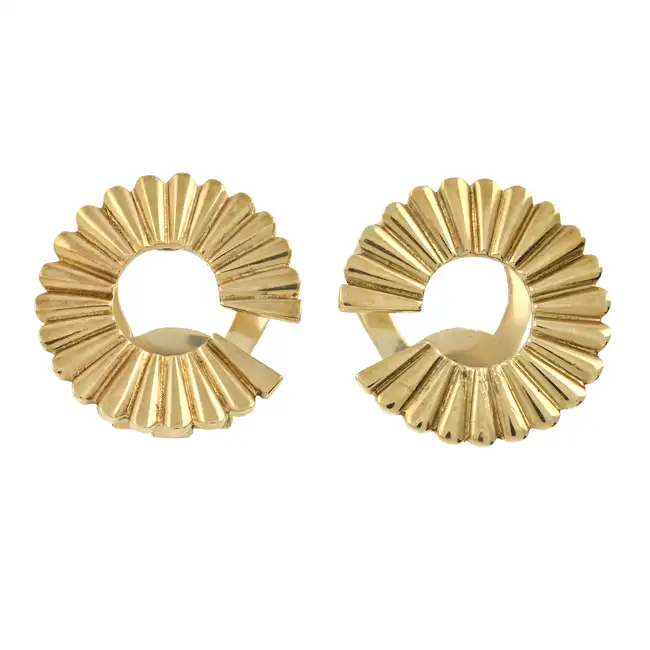 Mid 20th century 9ct gold circle clip earrings