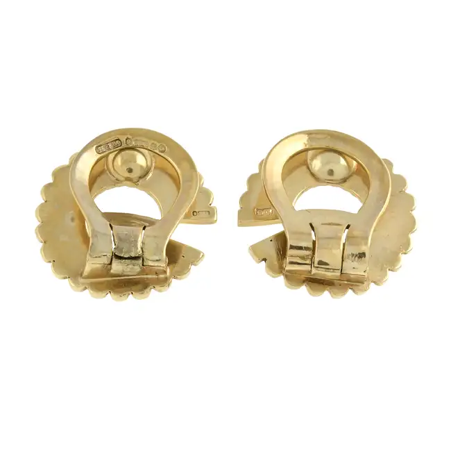 Mid 20th century 9ct gold circle clip earrings