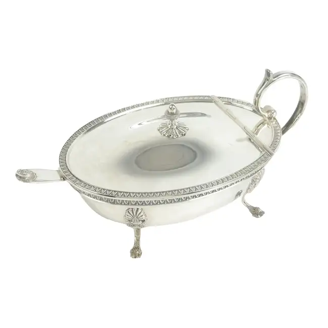 Pampaloni silver lidded dish & spoon