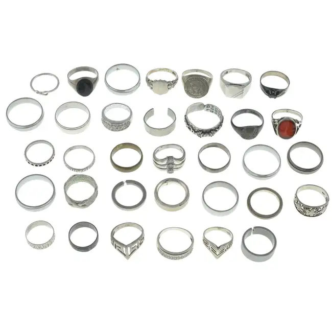 Thirty-four rings, three silver